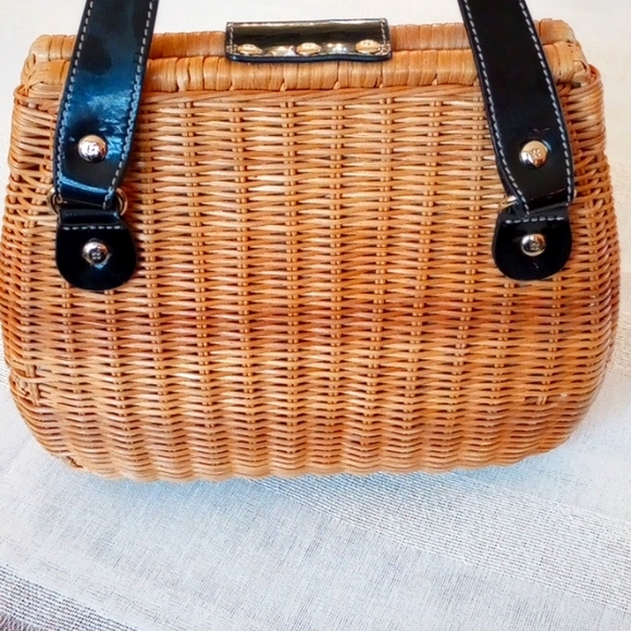 REDUCED! Rare Kate Spade Havana Collection Wicker Patent Leather Avita Satchel - Picture 7 of 15